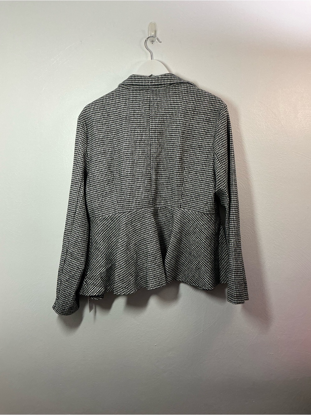 CUPSHE Black & White Houndstooth Peplum Opened Jacket Size Large - Picture 2 of 7